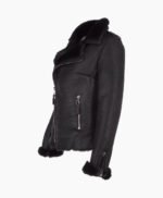 Women's Shearling Leather Jacket Black Cleveland