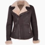 Women's Shearling Leather Jacket Brown Cleveland