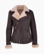 Women's Shearling Leather Jacket Brown Cleveland