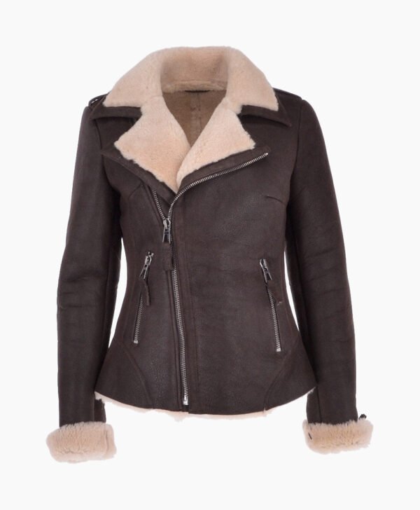 Women's Shearling Leather Jacket Brown Cleveland