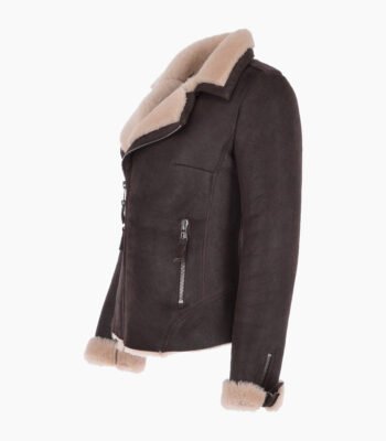 Women's Shearling Leather Jacket Brown Cleveland