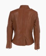 Women's Leather Biker Jacket Brown Derby