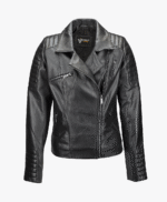 Women's Leather Biker Jacket Black Canon