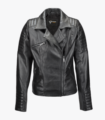 Women's Leather Biker Jacket Black Canon