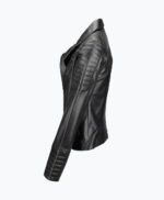 Women's Leather Biker Jacket Black Canon