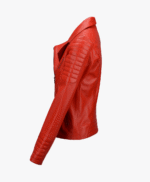 Women's Leather Biker Jacket Red Canon