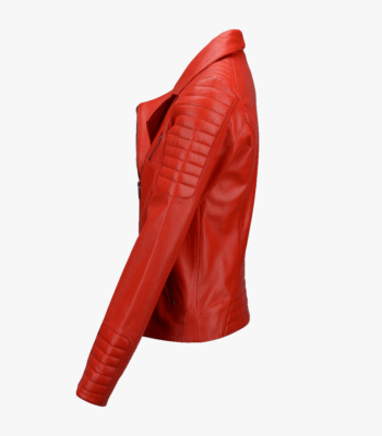 Women's Leather Biker Jacket Red Canon