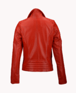 Women's Leather Biker Jacket Red Canon