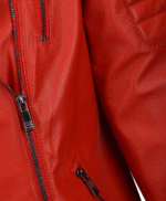 Women's Leather Biker Jacket Red Canon