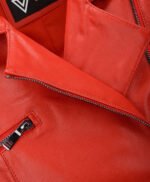 Women's Leather Biker Jacket Red Canon