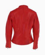 Women's Leather Biker Jacket Red Derby