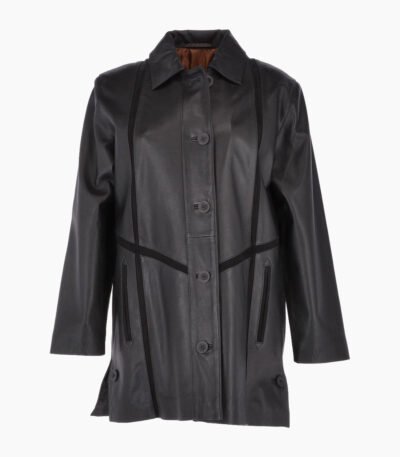 Women's Leather Coat Black Groton