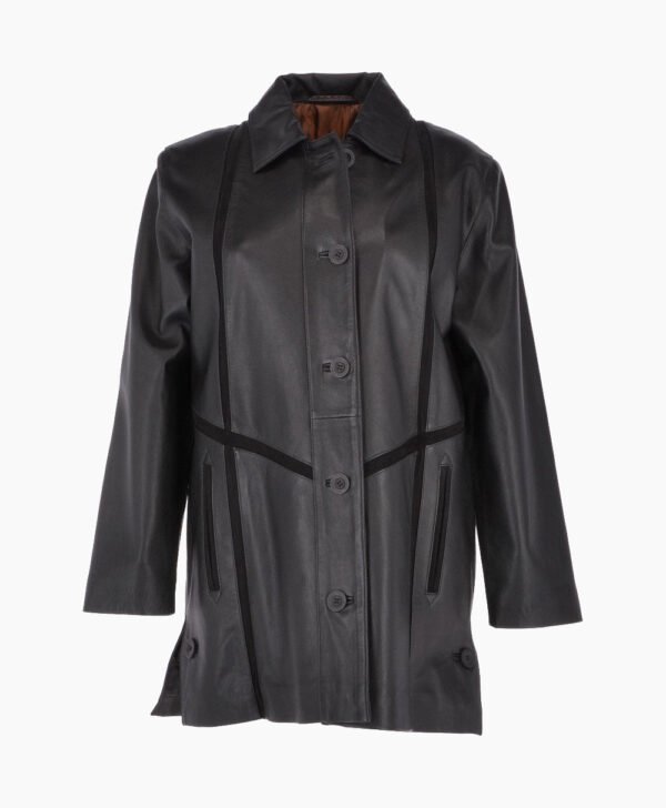 Women's Leather Coat Black Groton