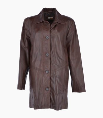 Women's Leather Coat Chocolate Groton