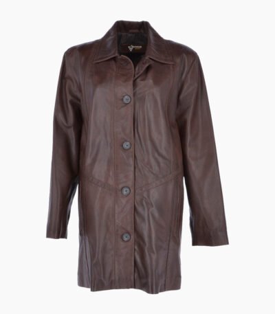 Women's Leather Coat Chocolate Groton