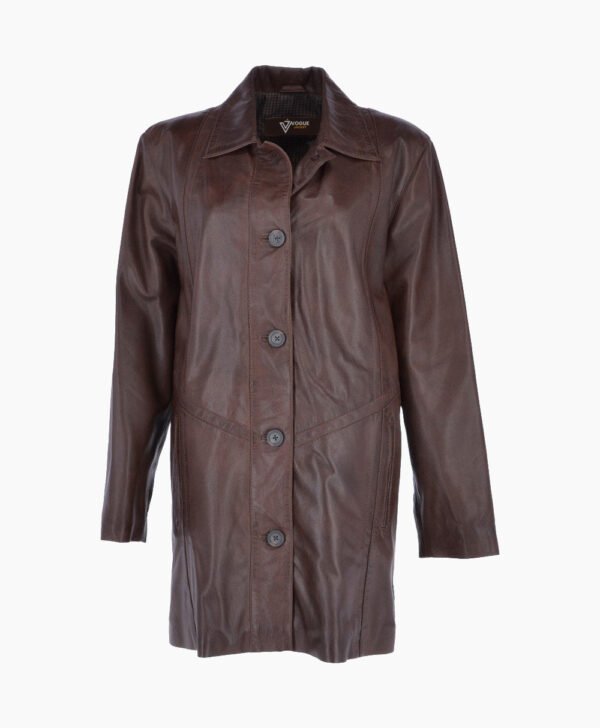Women's Leather Coat Chocolate Groton