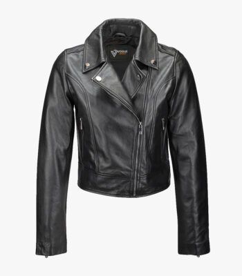 Women's Leather Biker Jacket Black Melbourne