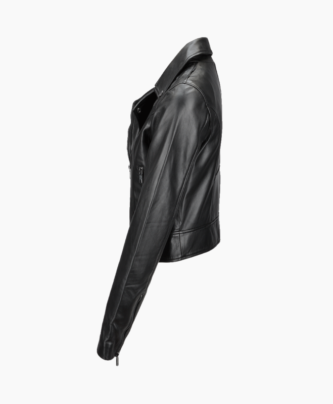 Women's Leather Biker Jacket Black Melbourne