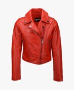 Women's Leather Biker Jacket Red Melbourne