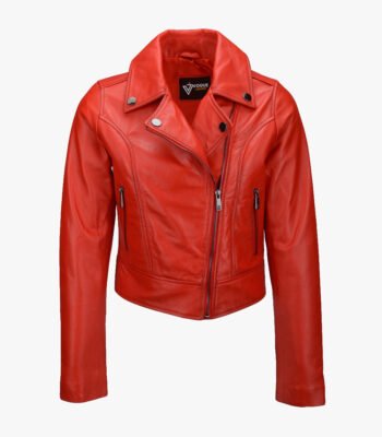 Women's Leather Biker Jacket Red Melbourne