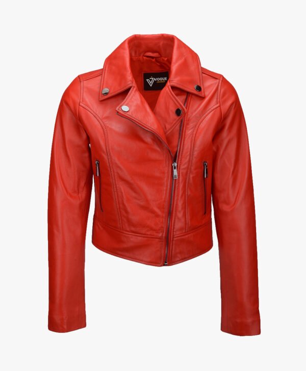 Women's Leather Biker Jacket Red Melbourne