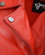 Women's Leather Biker Jacket Red Melbourne