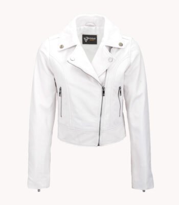 Women's Leather Biker Jacket White Melbourne