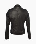 Women's Leather Blazer Black Panama