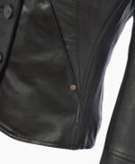 Women's Leather Blazer Black Panama