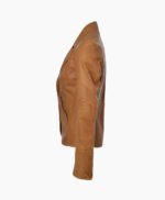 Women's Leather Blazer Tan Panama
