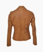 Women's Leather Blazer Tan Panama
