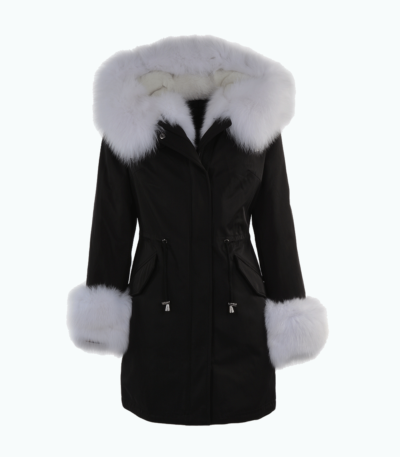 Women's Leather Jacket Hooded Black Santa Fe