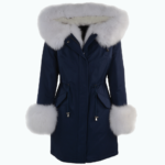 Women's Leather Jacket Hooded Blue Santa Fe