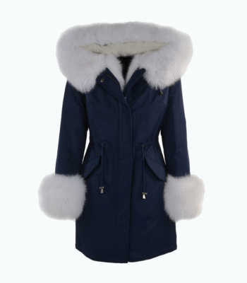 Women's Leather Jacket Hooded Blue Santa Fe