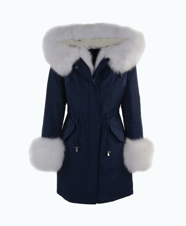 Women's Leather Jacket Hooded Blue Santa Fe