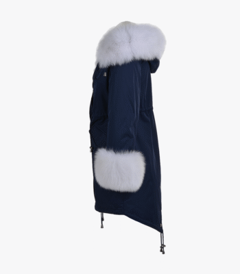 Women's Leather Jacket Hooded Blue Santa Fe