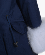 Women's Leather Jacket Hooded Blue Santa Fe