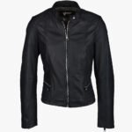 Women's Leather Biker Jacket Black Sanford