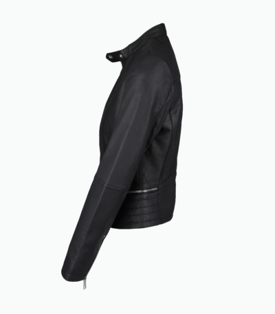 Women's Leather Biker Jacket Black Sanford