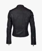 Women's Leather Biker Jacket Black Sanford