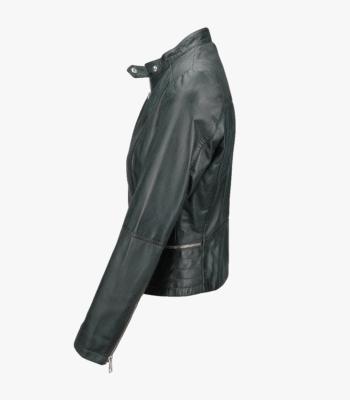 Women's Leather Biker Jacket Green Sanford