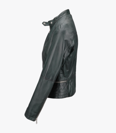 Women's Leather Biker Jacket Green Sanford