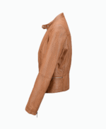 Women's Leather Biker Jacket Tan Sanford