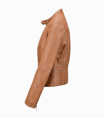 Women's Leather Biker Jacket Tan Sanford