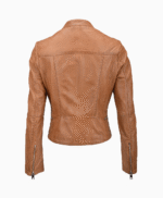 Women's Leather Biker Jacket Tan Sanford