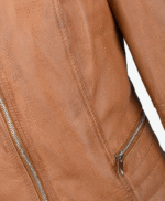 Women's Leather Biker Jacket Tan Sanford