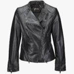 Women's Leather Biker Jacket Black Albany