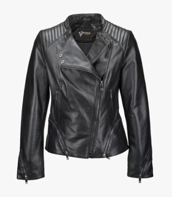 Women's Leather Biker Jacket Black Albany