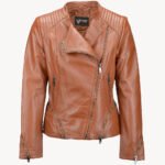 Leather Biker Jacket Tan Albany