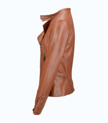 Leather Biker Jacket Tan Albany